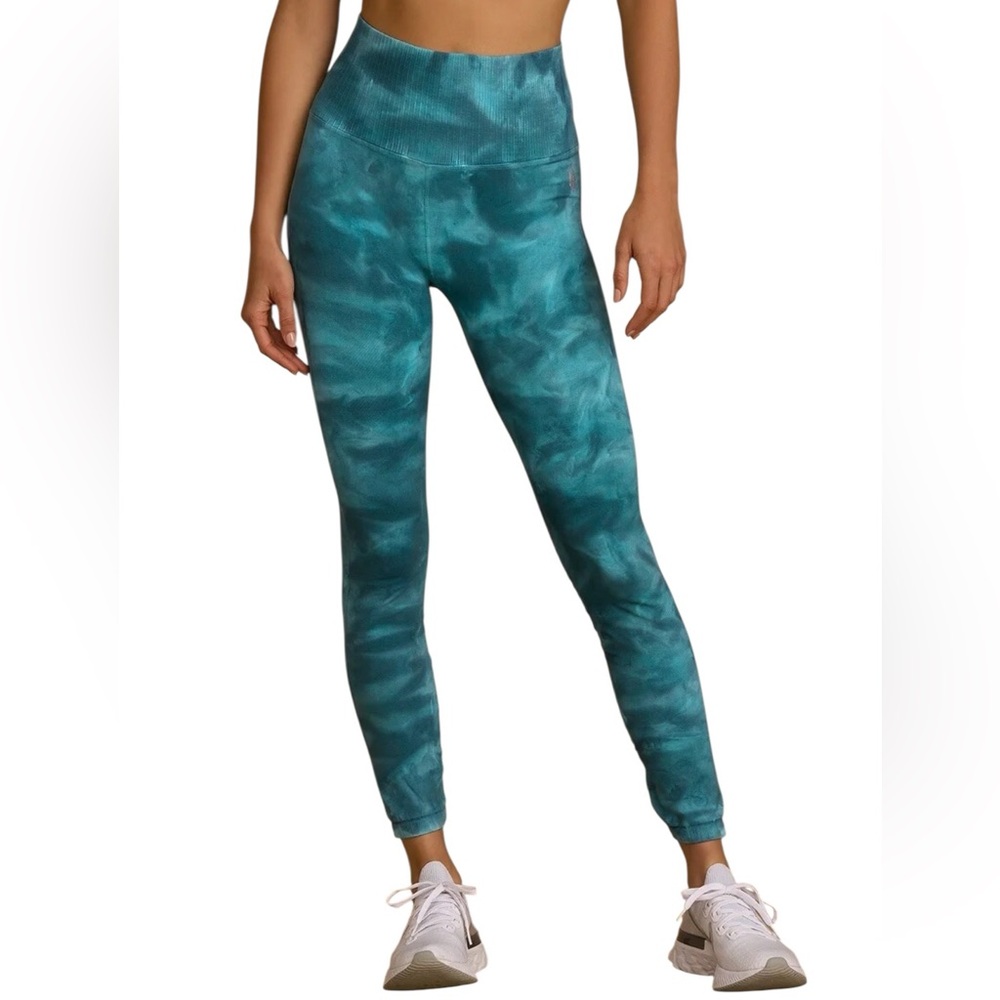 Free People FP Movement M/L Good Karma Tie Dye Leggings in Blue Peacock